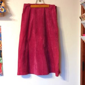 Pink suede skirt